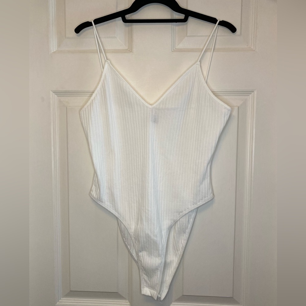 White Shein ribbed body suit